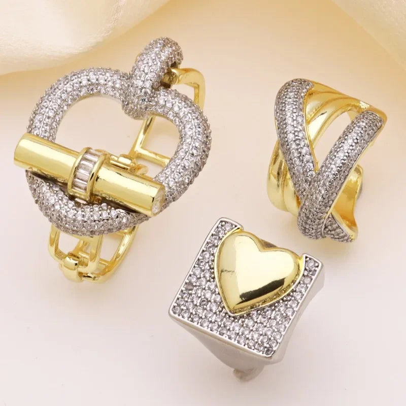 New Waterproof Cubic Zirconia OT Buckle Bangles Stainless Steel Bracelets Tarnish Free Jewelry Gift for Women Factory Wholesales