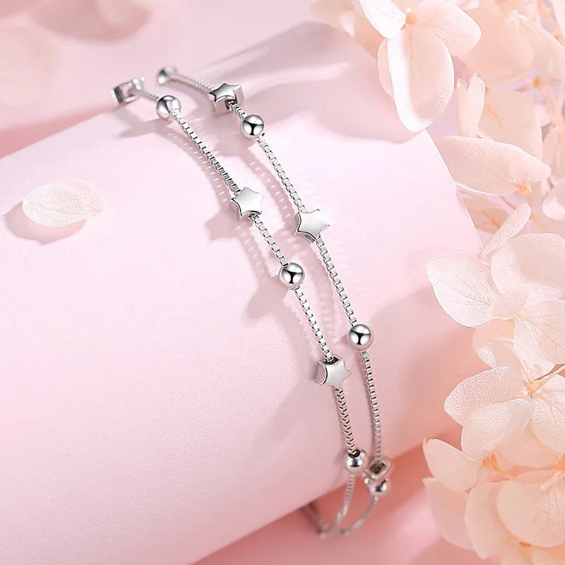 925 sterling silver Beautiful stars Bracelets for women korean fashion designer party Wedding Jewelry Holiday gifts