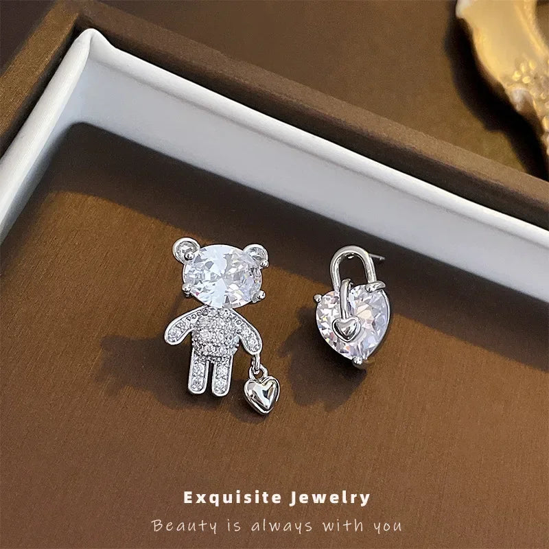 Flash Planet Zircon Ear Studs Women Korean Niche Exquisite Ear Accessories French Retro Simple Temperament Stud Earrings Jewelry