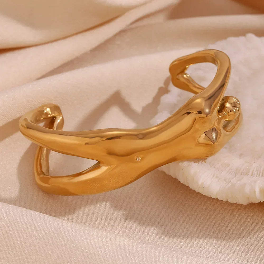 18k Gold Personalized Internet Celebrity Bracelet Stainless Steel Cast Creative Female Body Opening Bracelet