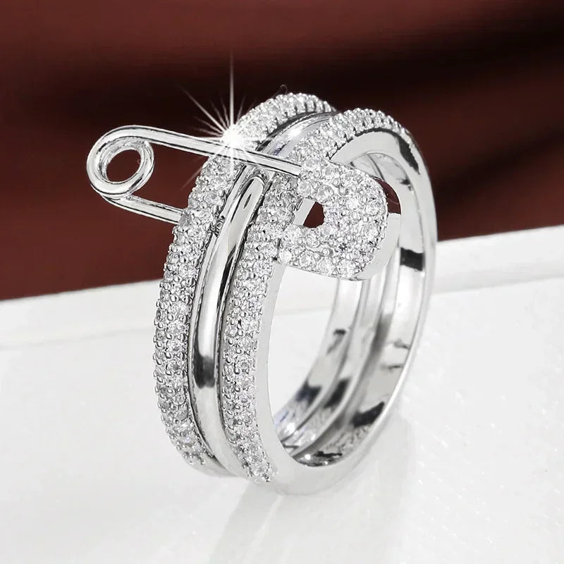 Fashion Pin Connection Three Layers Designer Fashion Ring for Women Valentine's Day Gift Jewelry