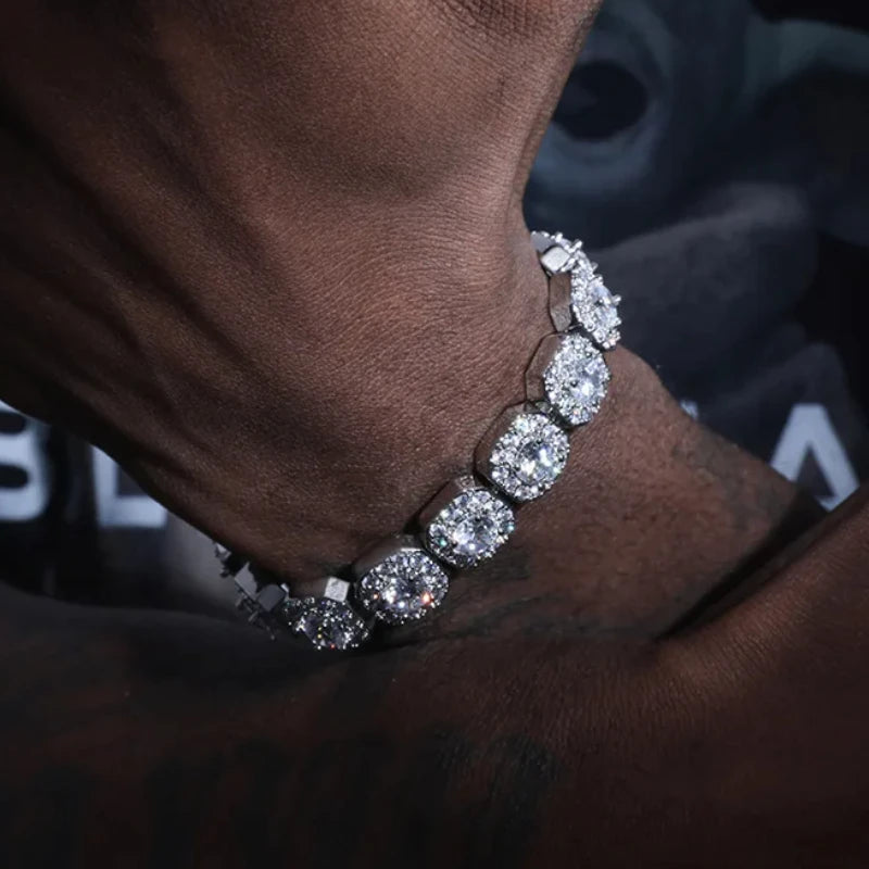 Luxury Hiphop Fashion Bling Rhinestone Cuban Chain Bracelet for Women Men Hip Hop Iced Out Link Chain Bracelets Jewelry