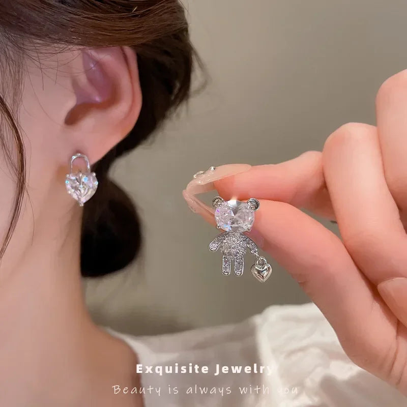 Flash Planet Zircon Ear Studs Women Korean Niche Exquisite Ear Accessories French Retro Simple Temperament Stud Earrings Jewelry
