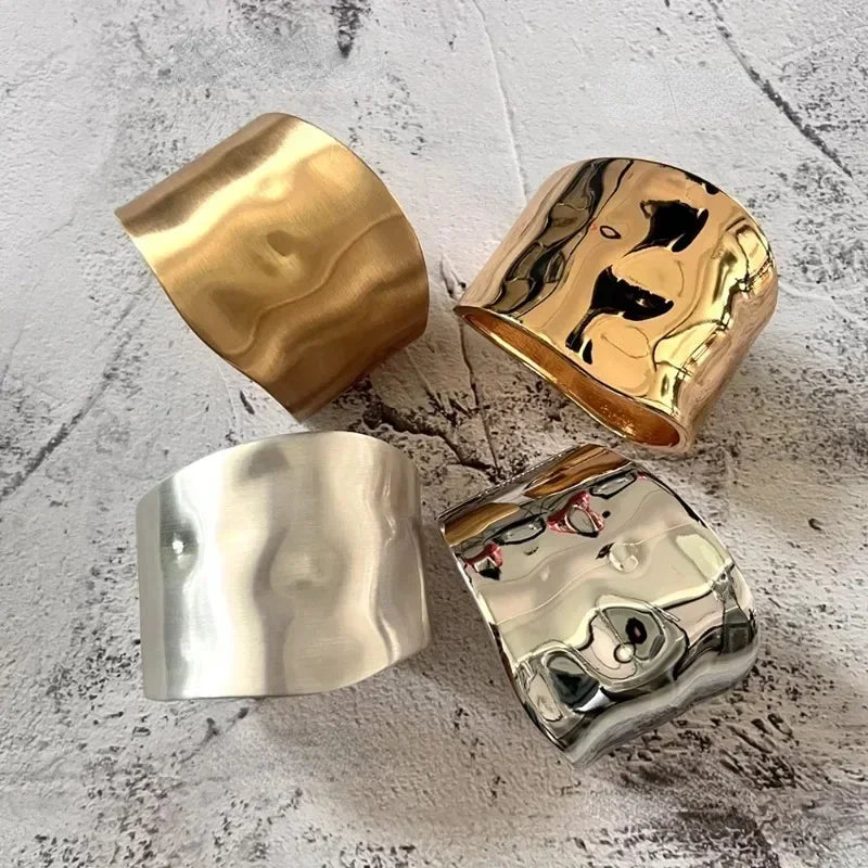 Punk Hip Hop Wide Asymmetric Bangles Bracelets For Women Statement Alloy Bangles Men Jewelry Femme Accessories Manchette