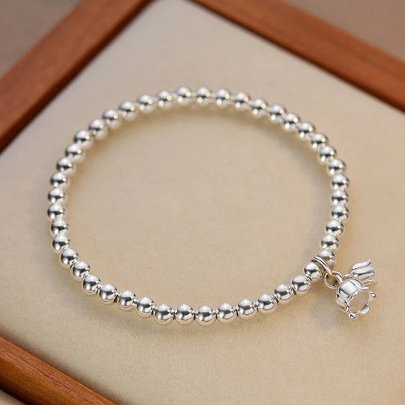 925 Sterling Silver Double Layer Pearl Bracelet for Women Girl Design Bead Korean Jewelry Charm Bracelet