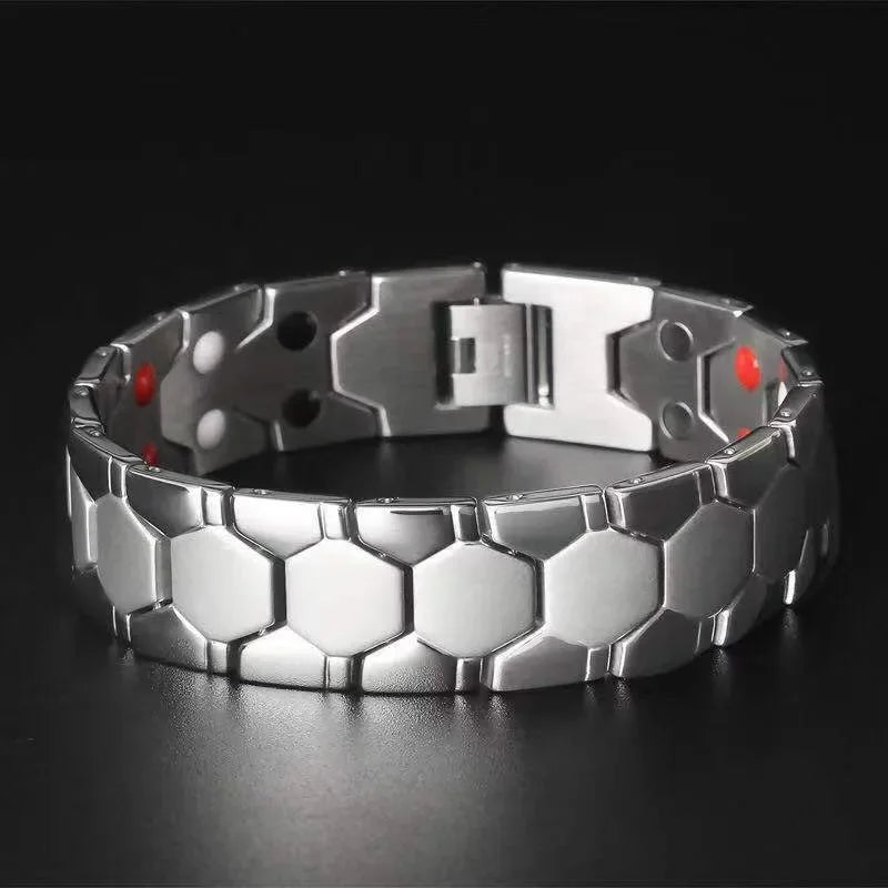 4-in-1 Alloy Mens Titanium Steel Magnetic Look Bracelet Waterproof Colorfast Stylish Accessory for Everyday Wear  Men Bracelet