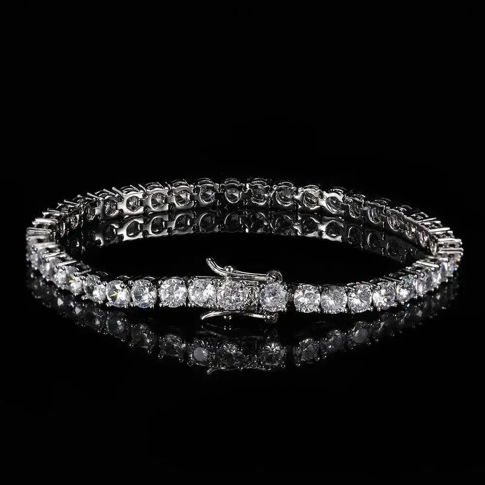 14K Gold Plated 3mm 4mm Tennis Bracelet Full Diamond 925 Silver Plated 18k Wedding Party Jewelry Bracelets for Women Man