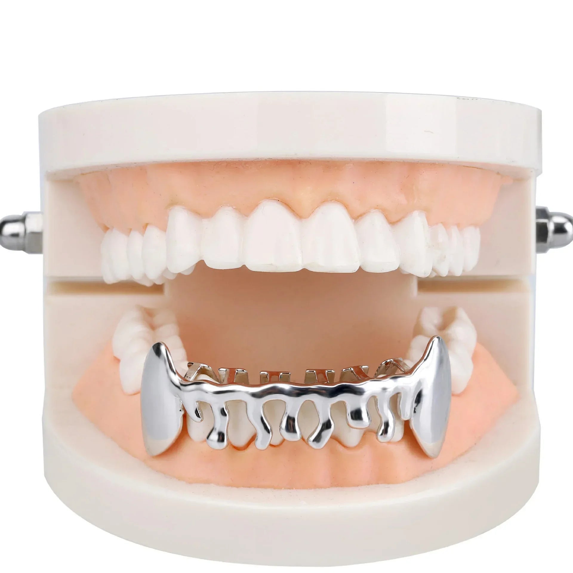 1set Hip Hop Teeth Grillz Gold Plated Dental Grills Rock Tooth Grillz Caps Crystal Teeth Caps Halloween Vampire Tooth