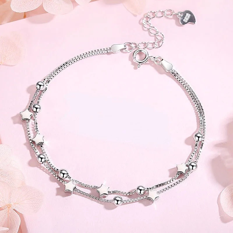 925 sterling silver Beautiful stars Bracelets for women korean fashion designer party Wedding Jewelry Holiday gifts