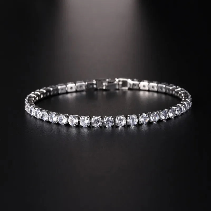 Luxury Hiphop 4mm Cubic Zirconia Crystal Tennis Bracelets For Women Men Gold Color Silver Color Bracelet Chain Jewelry