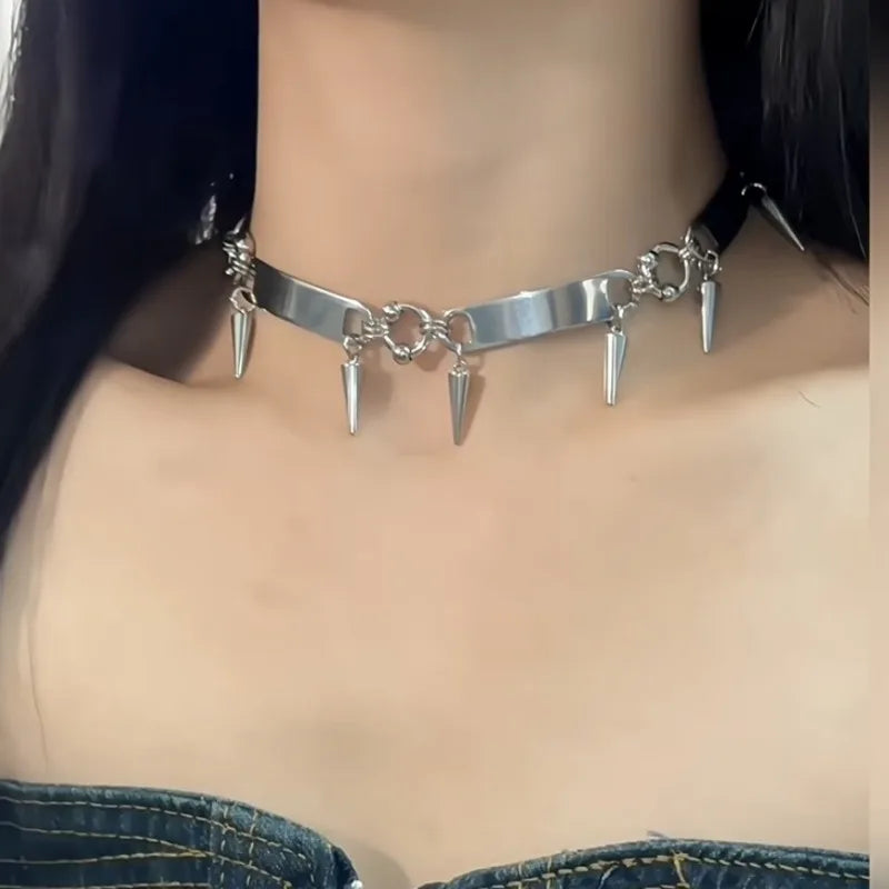 Titanium Steel Rivet Choker For Man Woman Punk Metal Collar Necklace Luxury Hip Hop Jewelry Street Unisex Accessories Wholesale